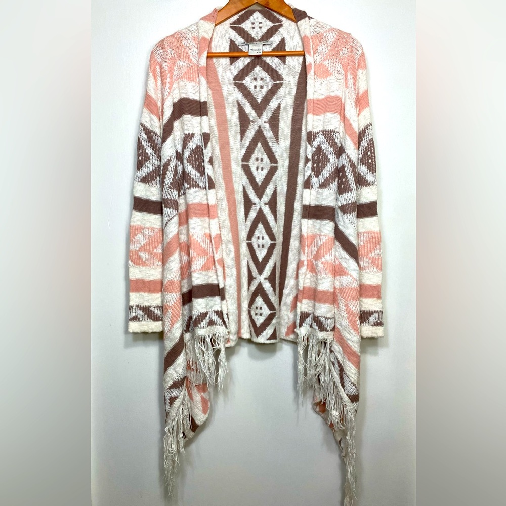 American Rag Tribal Pink Brown Knit Draped Shrug Open Front Cardigans, XS